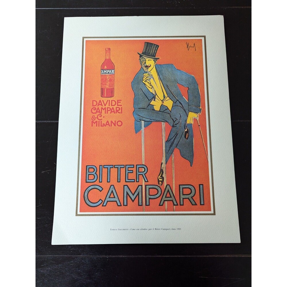 Bitter Campari Enrico Sanchetti Advertising Poster Card Stock Approx 11.75"X16"